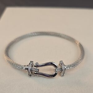 Silver Mesh Gold Filled Bracelet with Clasp 8"
